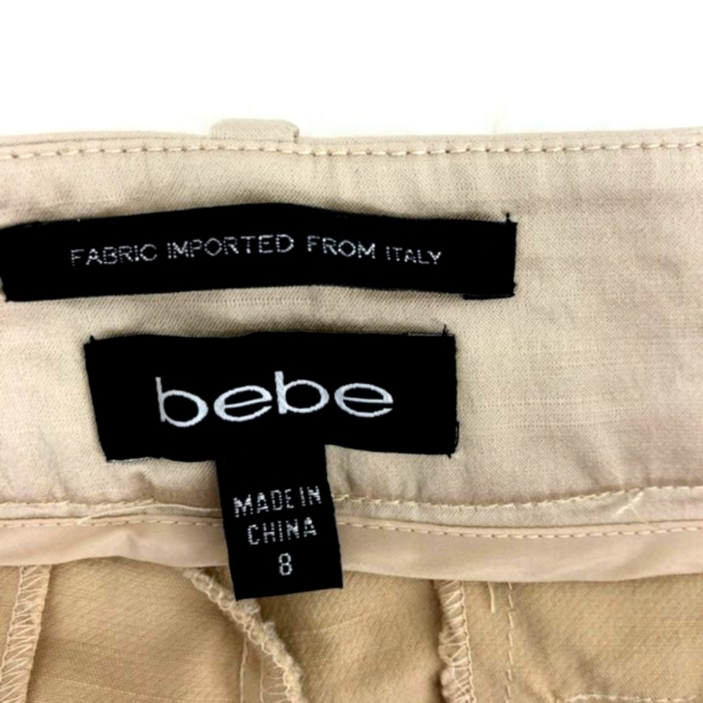 Bebe Women’s Size 8 Italian Fabric Capri Pants. Golden Tan Shimmery Texture EUC - Picture 5 of 10